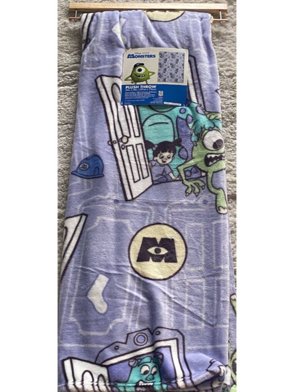 Disney Pixar Monsters Inc Throw Blanket 50”X 70” Sully Mike Boo VIRAL NEW